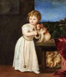 Titian Portrait of Clarissa Strozzi with Papillon (Phalene)