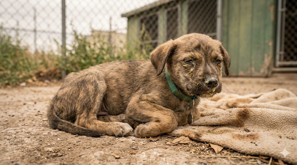 Distemper 1 puppy with distemper