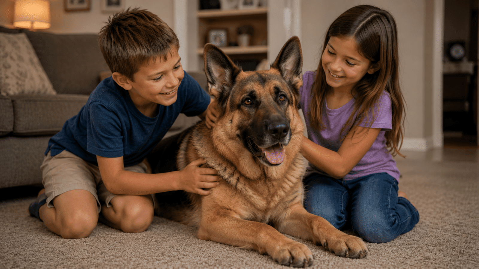 German Shepherd with kids