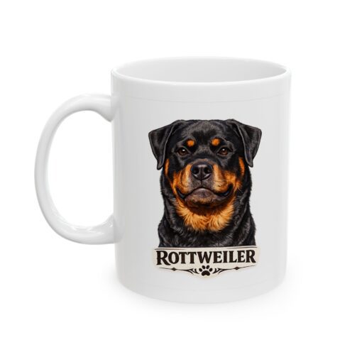 Rottweiler: Powerful But A Lover at Heart 5 Rottweiler Dog Mug (11oz/15oz)