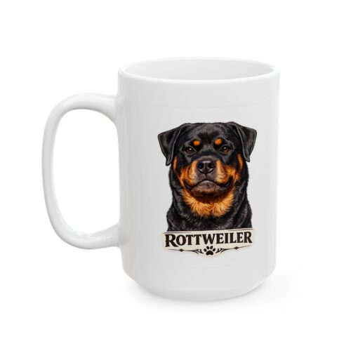 Rottweiler: Powerful But A Lover at Heart 10 Rottweiler Dog Mug (11oz/15oz)