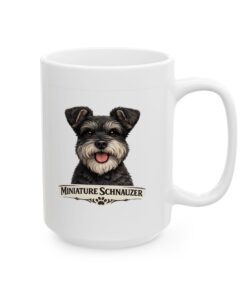 Miniature Schnauzer Salt and Pepper Uncropped Ears Dog Mug (11oz/15oz) - Image 9