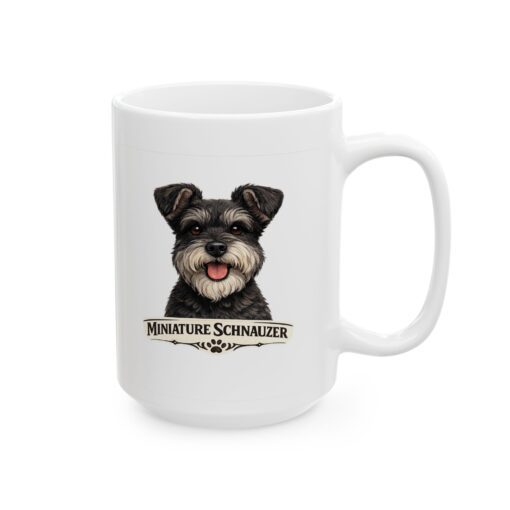 Miniature Schnauzer Salt and Pepper Uncropped Ears Dog Mug (11oz/15oz)