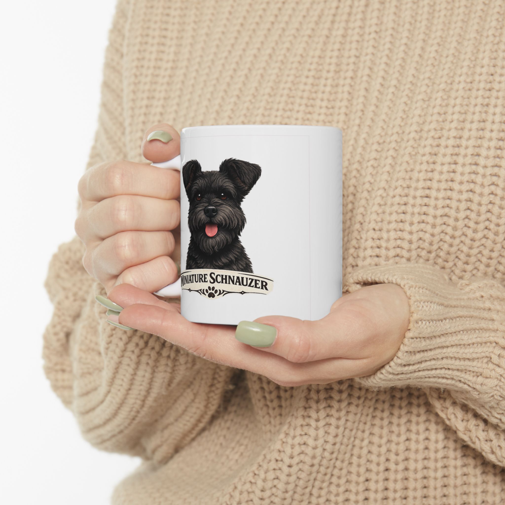 Miniature Schnauzer Black Uncropped Ears Dog Mug (11oz/15oz) - Image 7