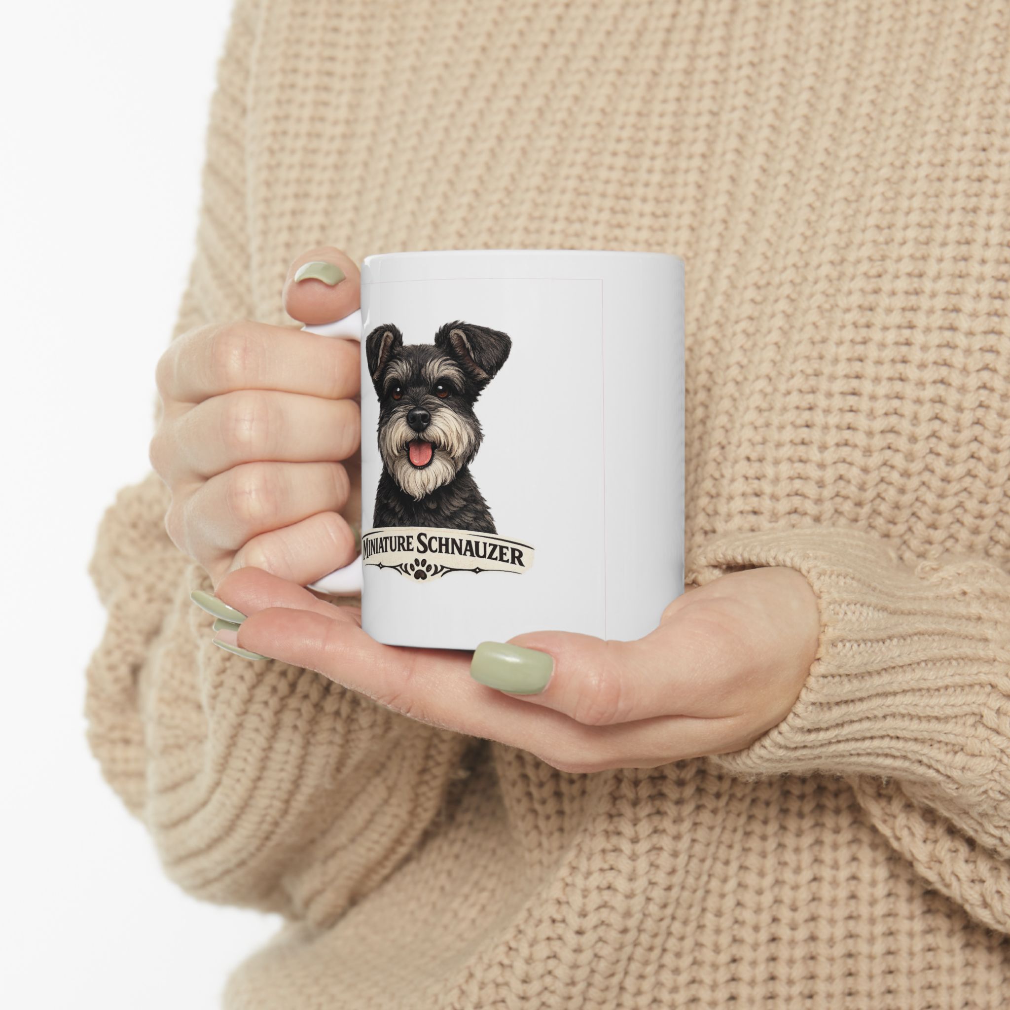 Miniature Schnauzer Salt and Pepper Uncropped Ears Dog Mug (11oz/15oz) - Image 7