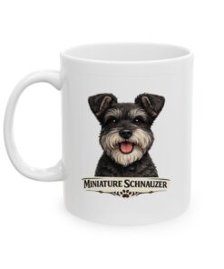 Miniature Schnauzer Salt and Pepper Uncropped Ears Dog Mug (11oz/15oz) - Image 3