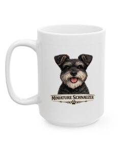 Miniature Schnauzer Salt and Pepper Uncropped Ears Dog Mug (11oz/15oz) - Image 8