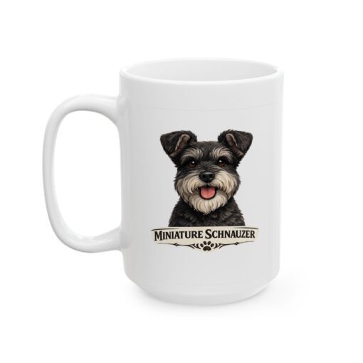 Miniature Schnauzer Salt and Pepper Uncropped Ears Dog Mug (11oz/15oz)
