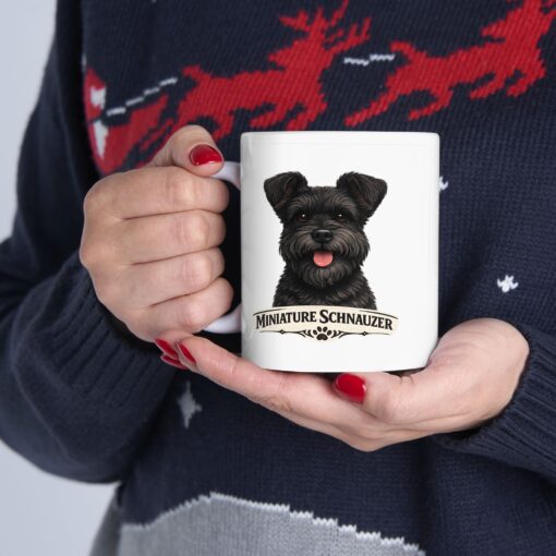 Miniature Schnauzer Black Uncropped Ears Dog Mug (11oz/15oz)