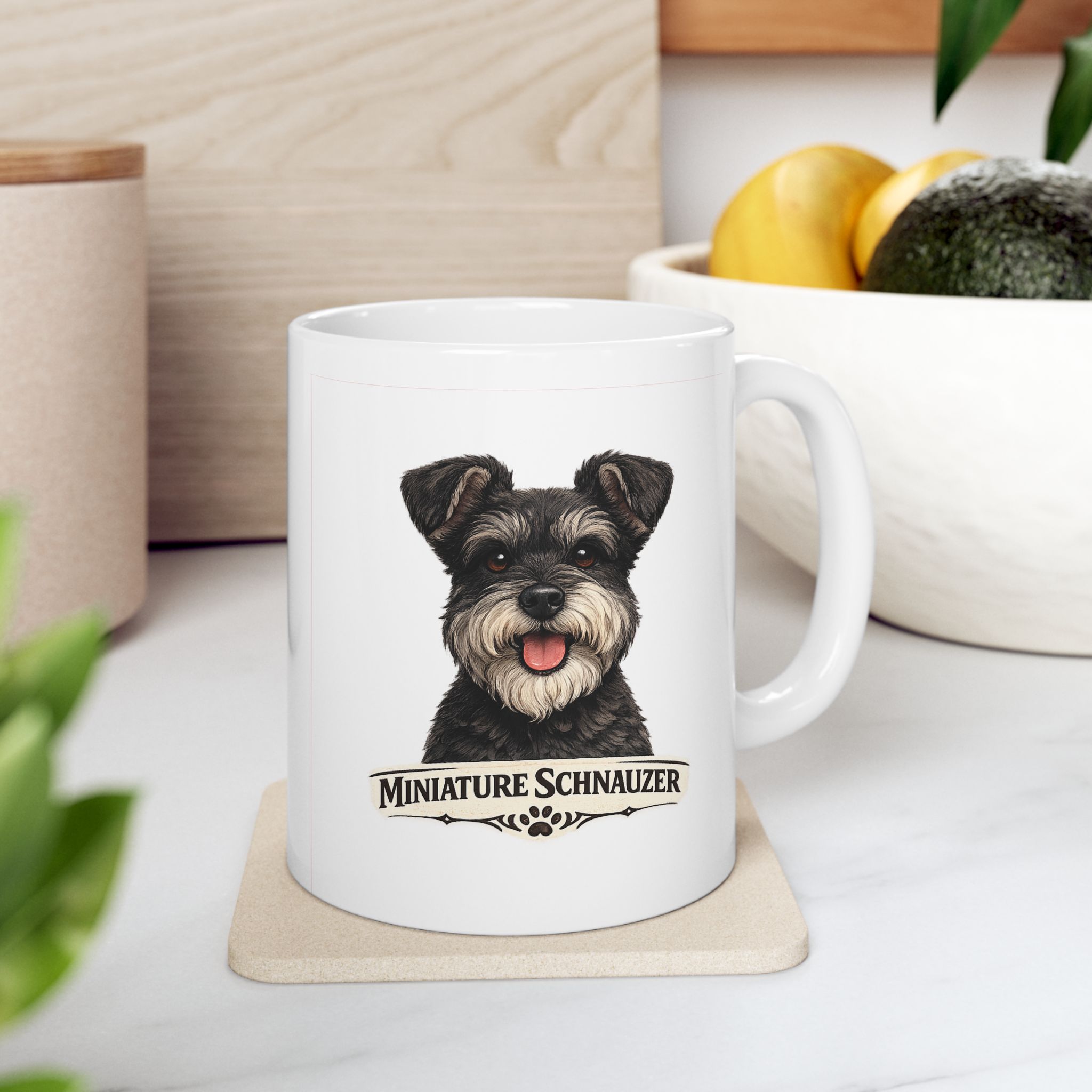 Miniature Schnauzer Salt and Pepper Uncropped Ears Dog Mug (11oz/15oz) - Image 2