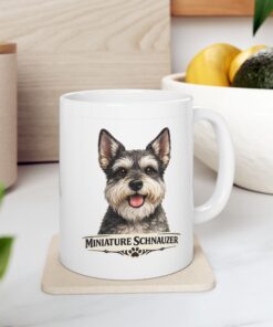 Alternative view of Miniature Schnauzer Salt and Pepper Cropped Ears Dog Mug (11oz/15oz)