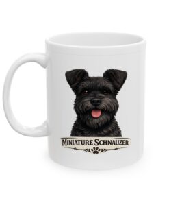 Miniature Schnauzer Black Uncropped Ears Dog Mug (11oz/15oz) - Image 3