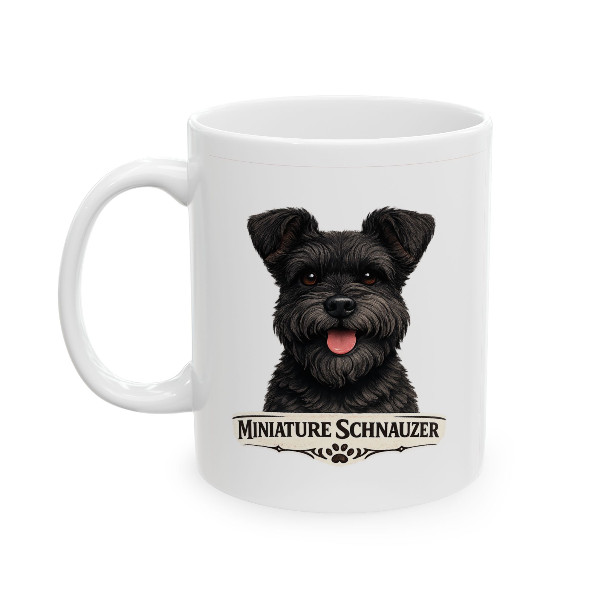 Miniature Schnauzer Black Uncropped Ears Dog Mug (11oz/15oz) - Image 3