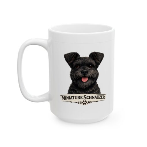 Miniature Schnauzer Black Uncropped Ears Dog Mug (11oz/15oz)