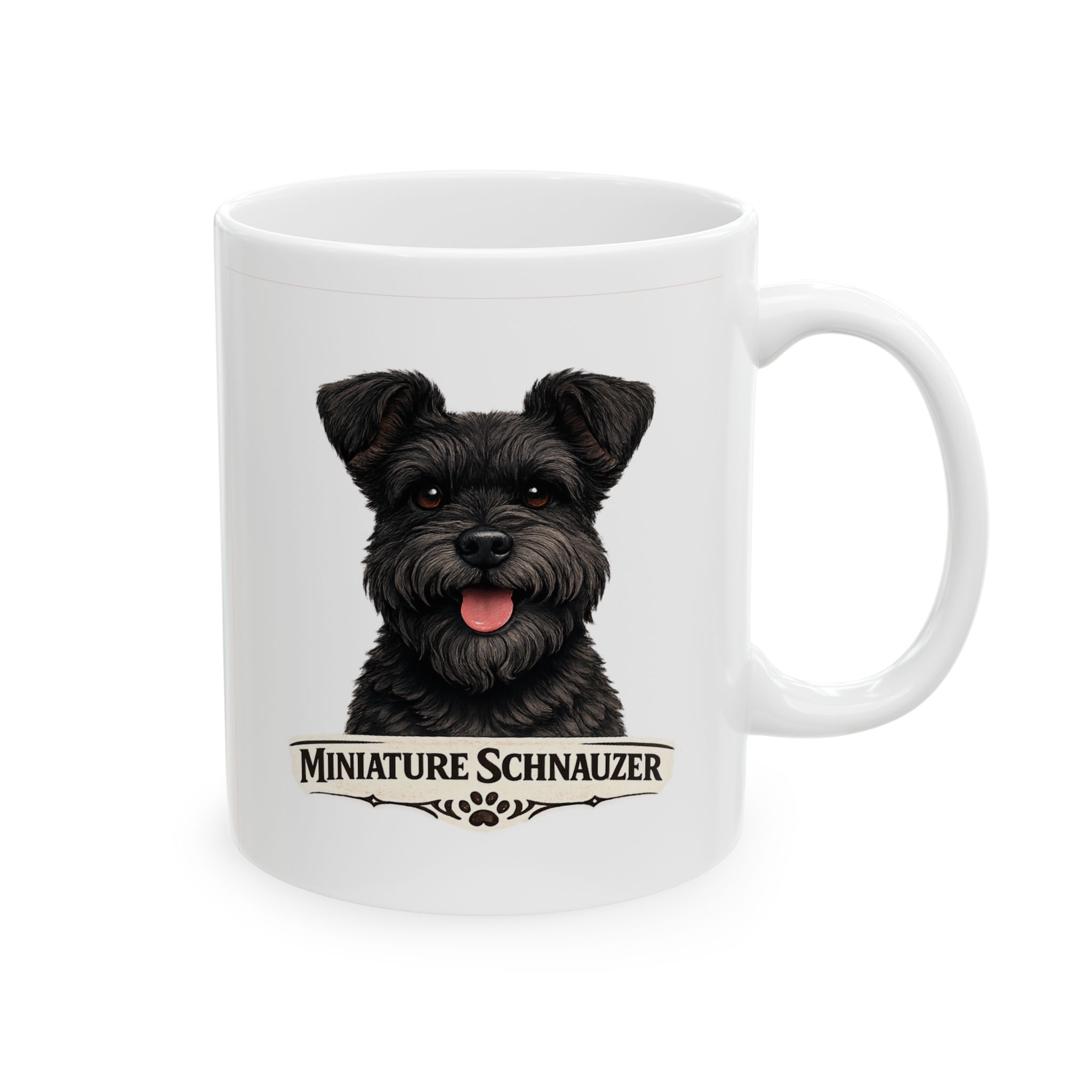 Miniature Schnauzer Black Uncropped Ears Dog Mug (11oz/15oz) - Image 4