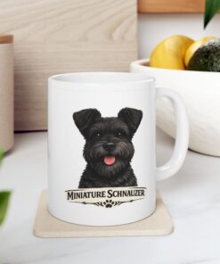 Alternative view of Miniature Schnauzer Black Uncropped Ears Dog Mug (11oz/15oz)