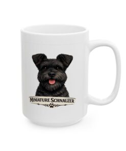 Miniature Schnauzer Black Uncropped Ears Dog Mug (11oz/15oz) - Image 9