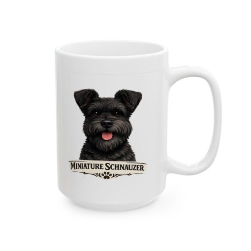 Miniature Schnauzer Black Uncropped Ears Dog Mug (11oz/15oz)
