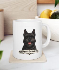 Alternative view of Miniature Schnauzer Black Cropped Ears Dog Mug (11oz/15oz)