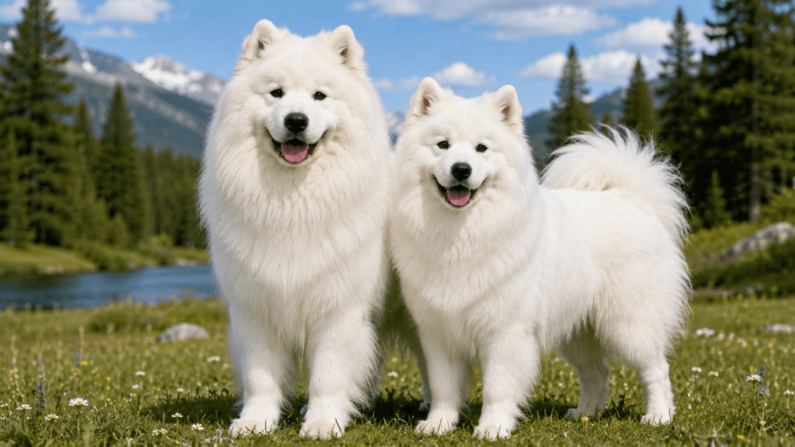 Male and female Samoyed